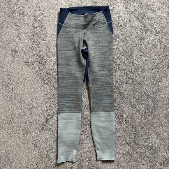 Nike Women's Compression Pants Tights Legendary Training Gym Work XS Blue Gray - Picture 2 of 7